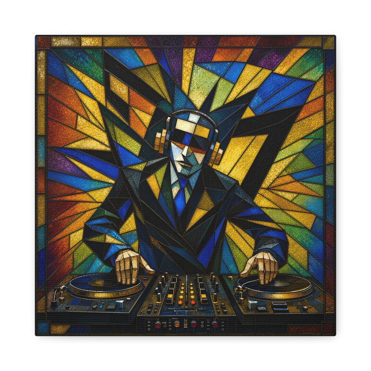 Frequency State – Abstract Stained Glass DJ Pop Art Canvas Print