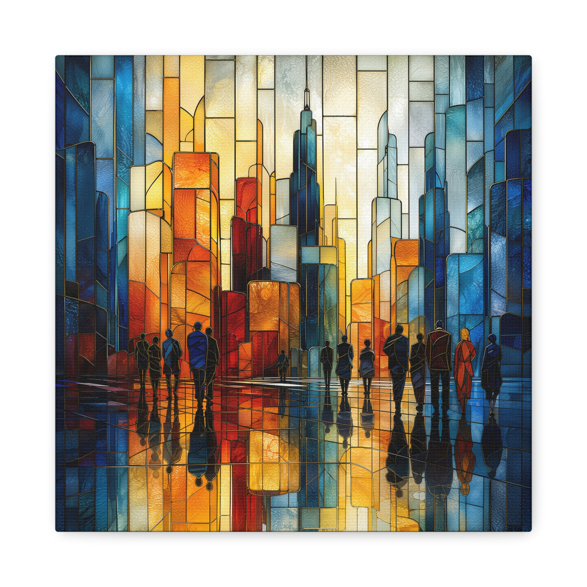City of Light — Modern Stained Glass Skyline Wall Art