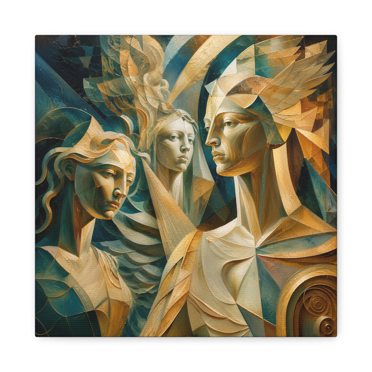 Chorus of Grace — Celestial Cubist Portrait Fine Art Print