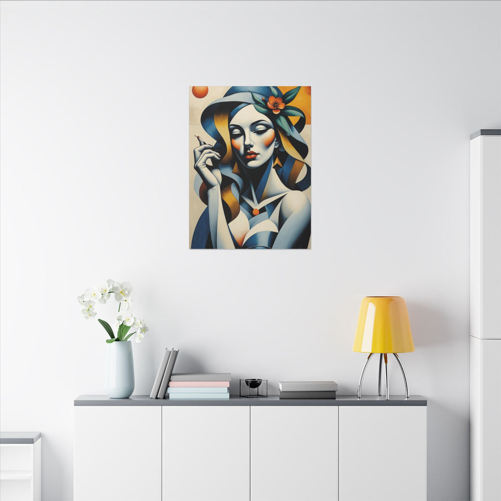Blue Reverie – Geometric Female Portrait Canvas Print