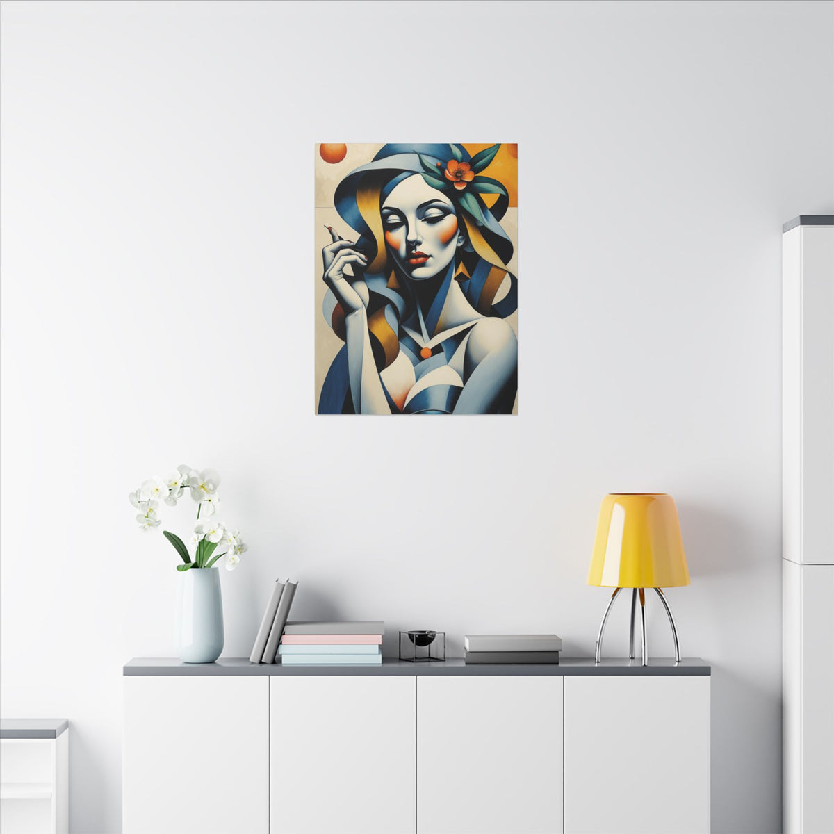 Blue Reverie – Geometric Female Portrait Canvas Print