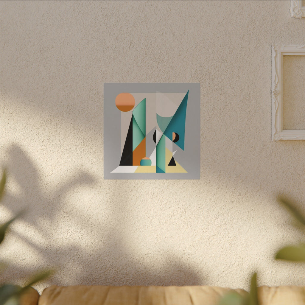 Geometry at Dusk – Teal Orange Geometric Abstract Canvas Print