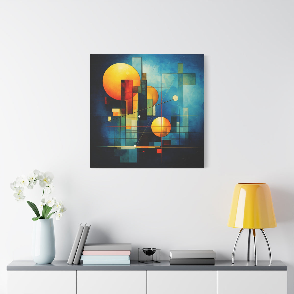 Solar Blueprint – Geometric Abstract Sun Canvas Print