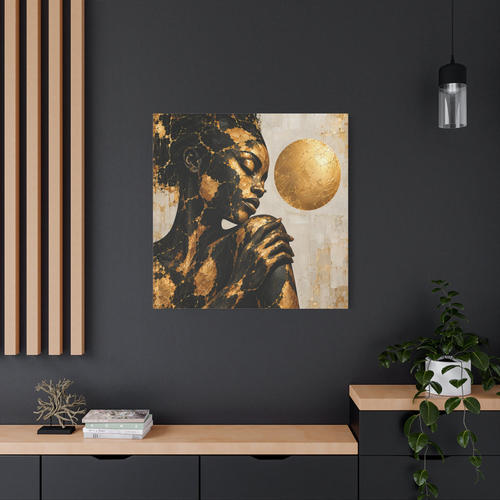 Held in Gold — Modern Black & Gold Woman Portrait