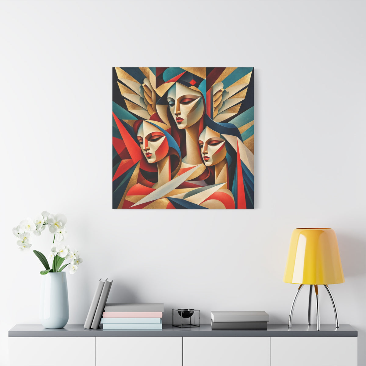Triad of Grace — Art Deco Cubist Angel Fine Art Print