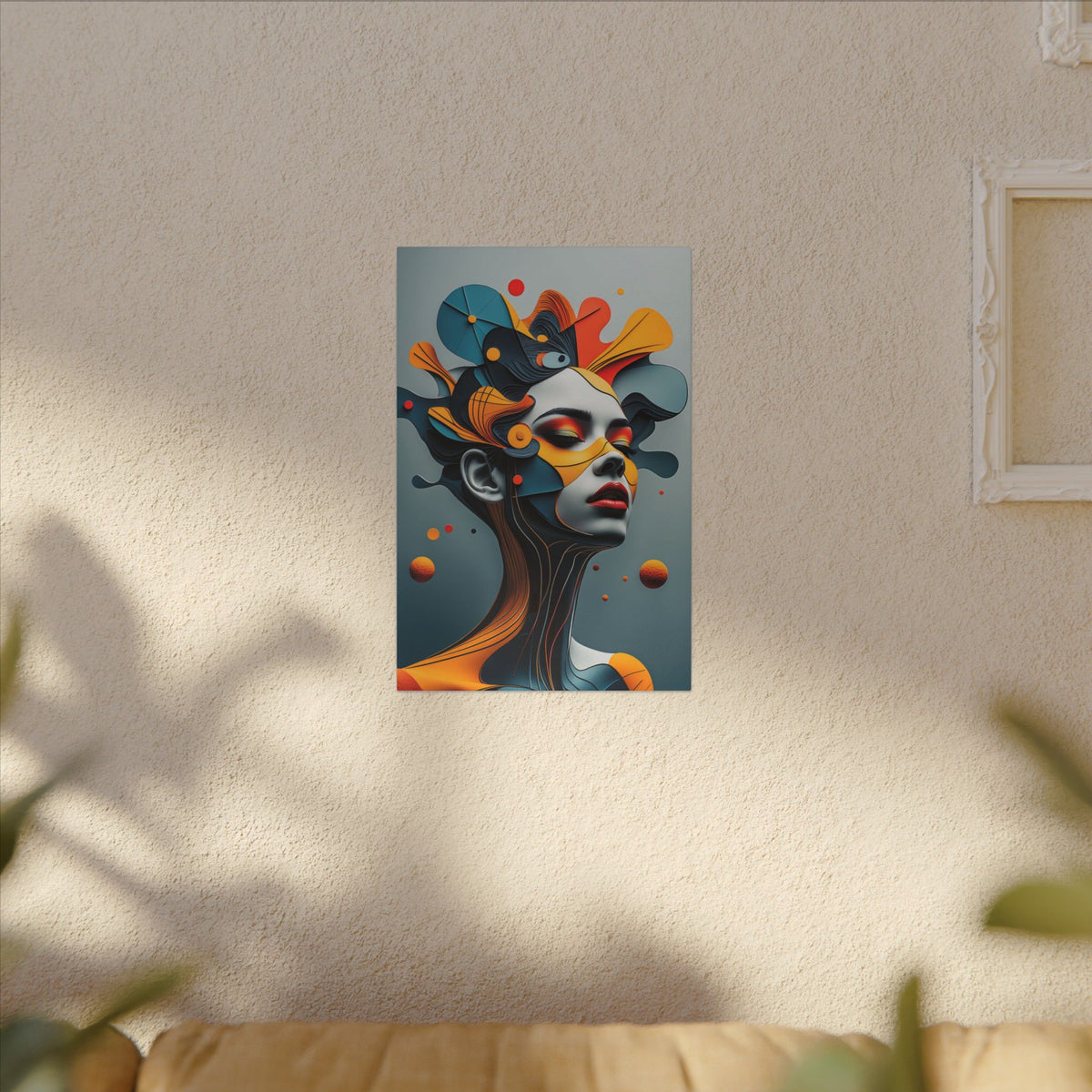 Crowned Signal – Futurist Geometric Female Portrait Canvas Print