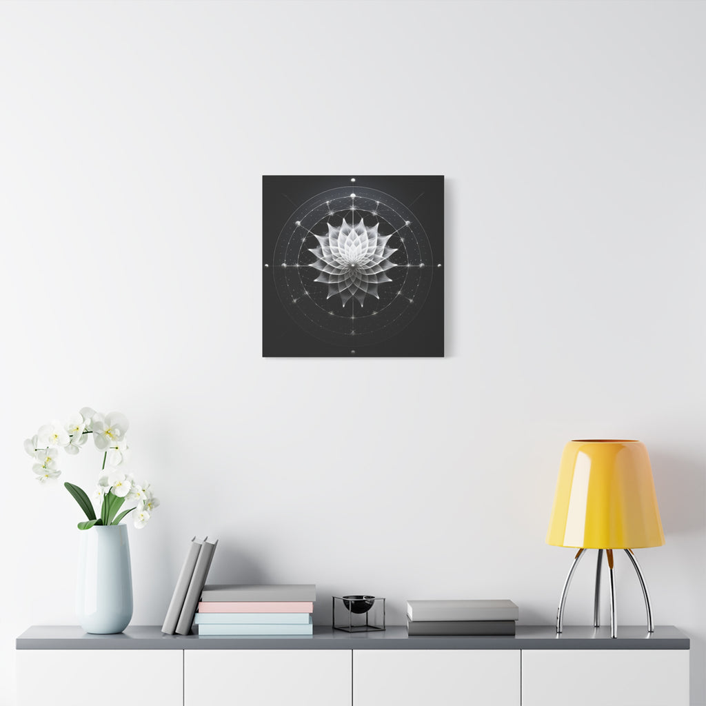 Orbit of Stillness — Monochrome Sacred Geometry Lotus Wall Art