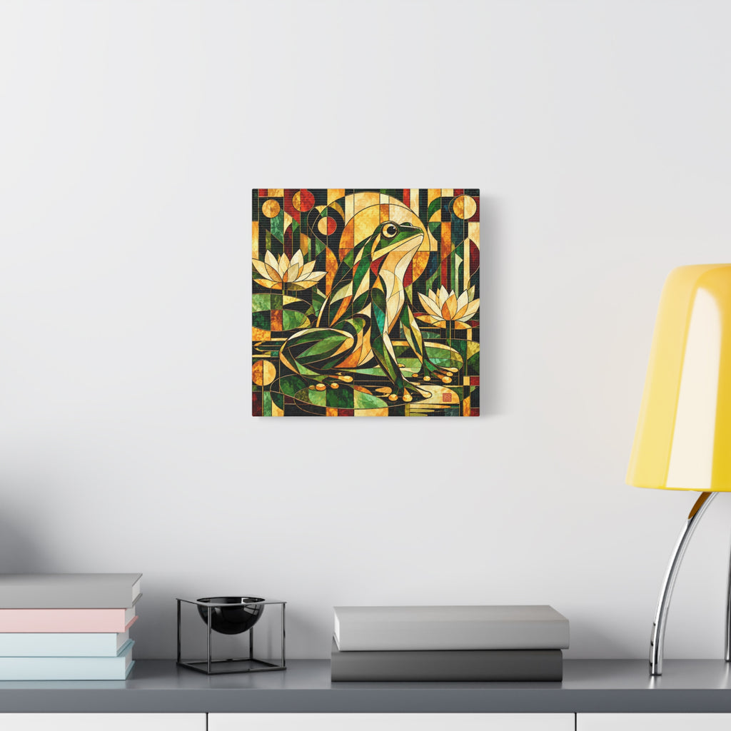 The Golden Witness | Art Deco Stained Glass Frog Art
