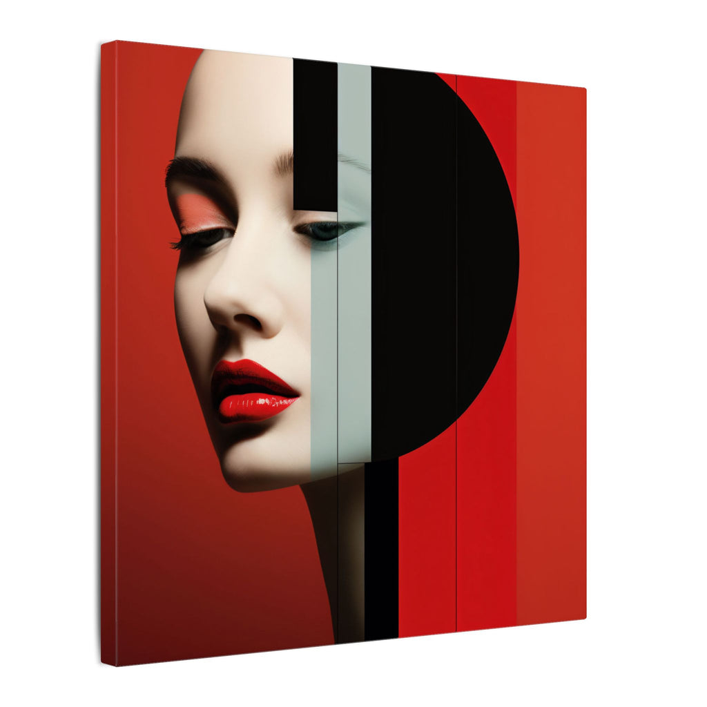 Red Eclipse – Modern Geometric Fashion Portrait Canvas Print
