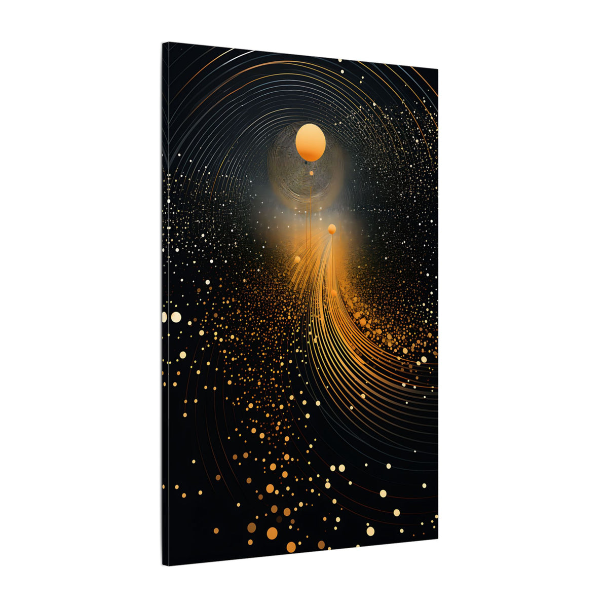 Into the Infinite – Black Gold Celestial Abstract Canvas Print
