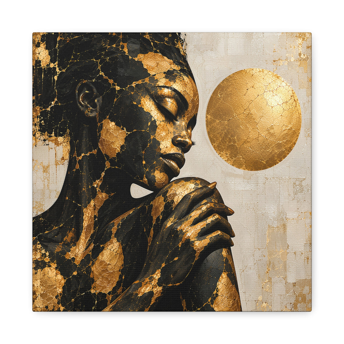 Held in Gold — Modern Black & Gold Woman Portrait