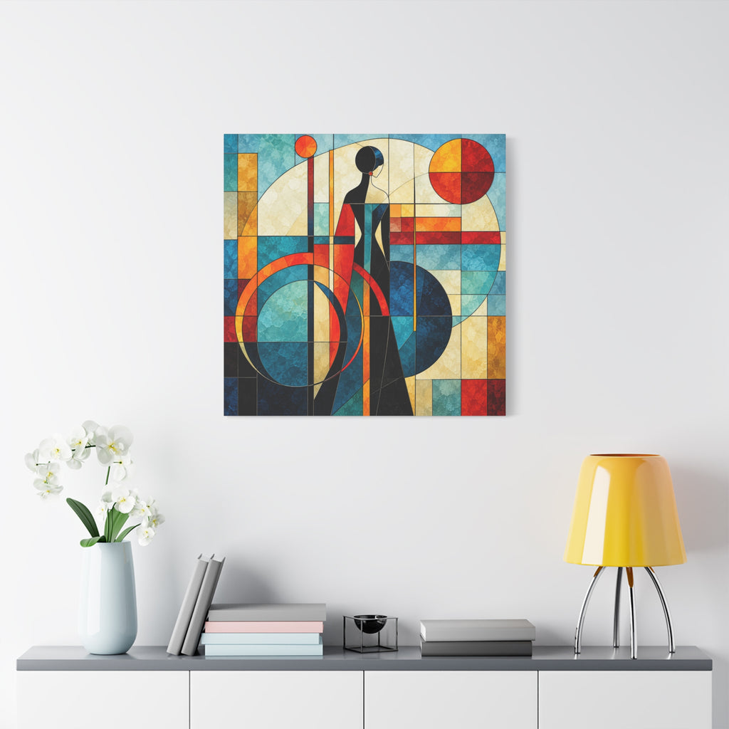 Solar Reverie — Art Deco Stained Glass Woman Canvas