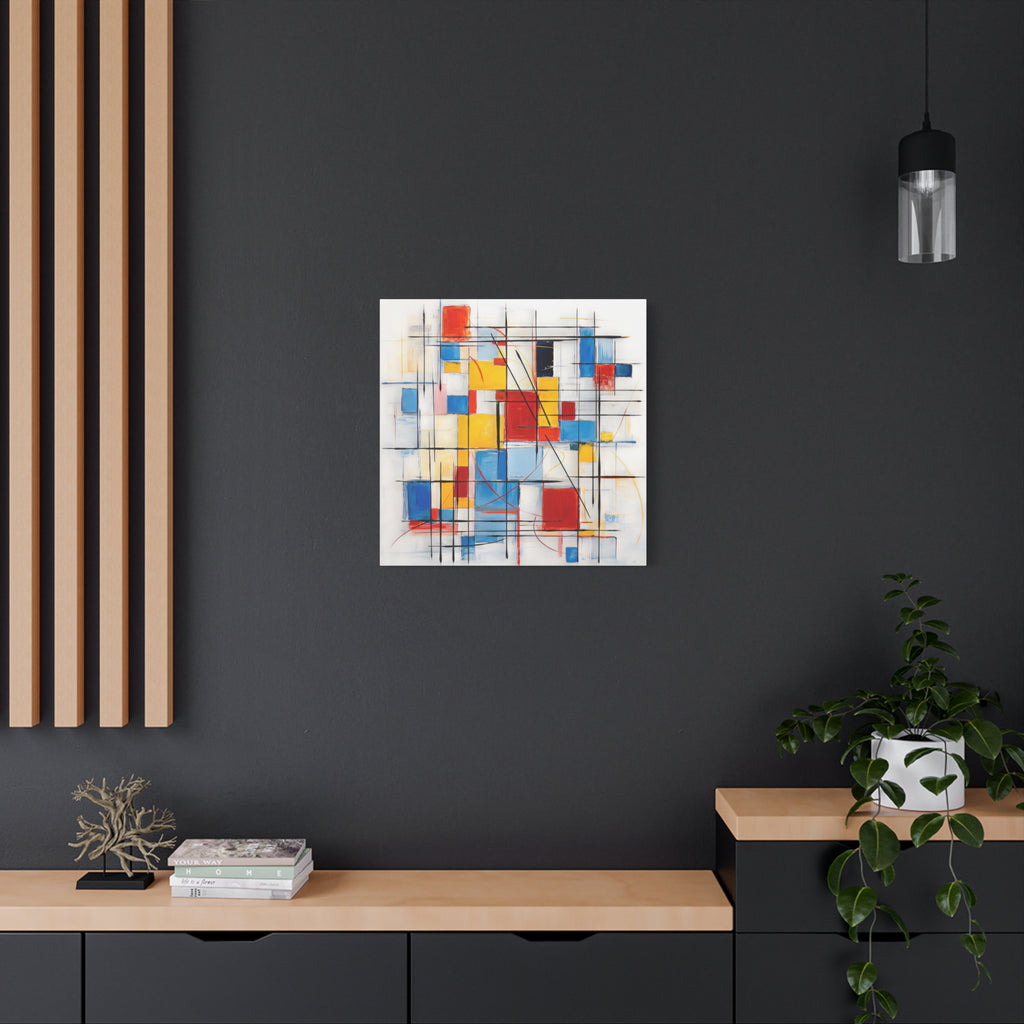 Controlled Chaos — Modern Geometric Abstract in Red, Blue, Yellow & Black