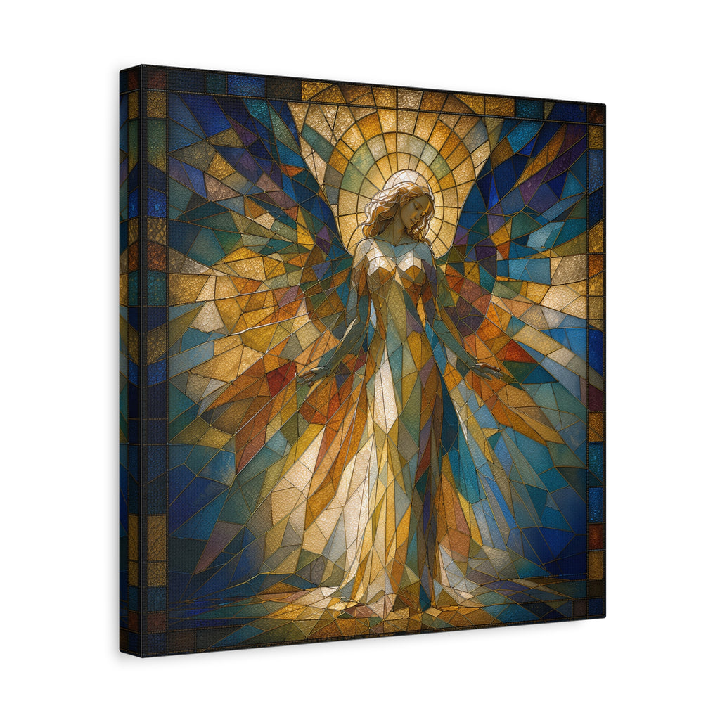 Radiance Descending — Stained-Glass Style Angelic Abstract Cubist Art Print