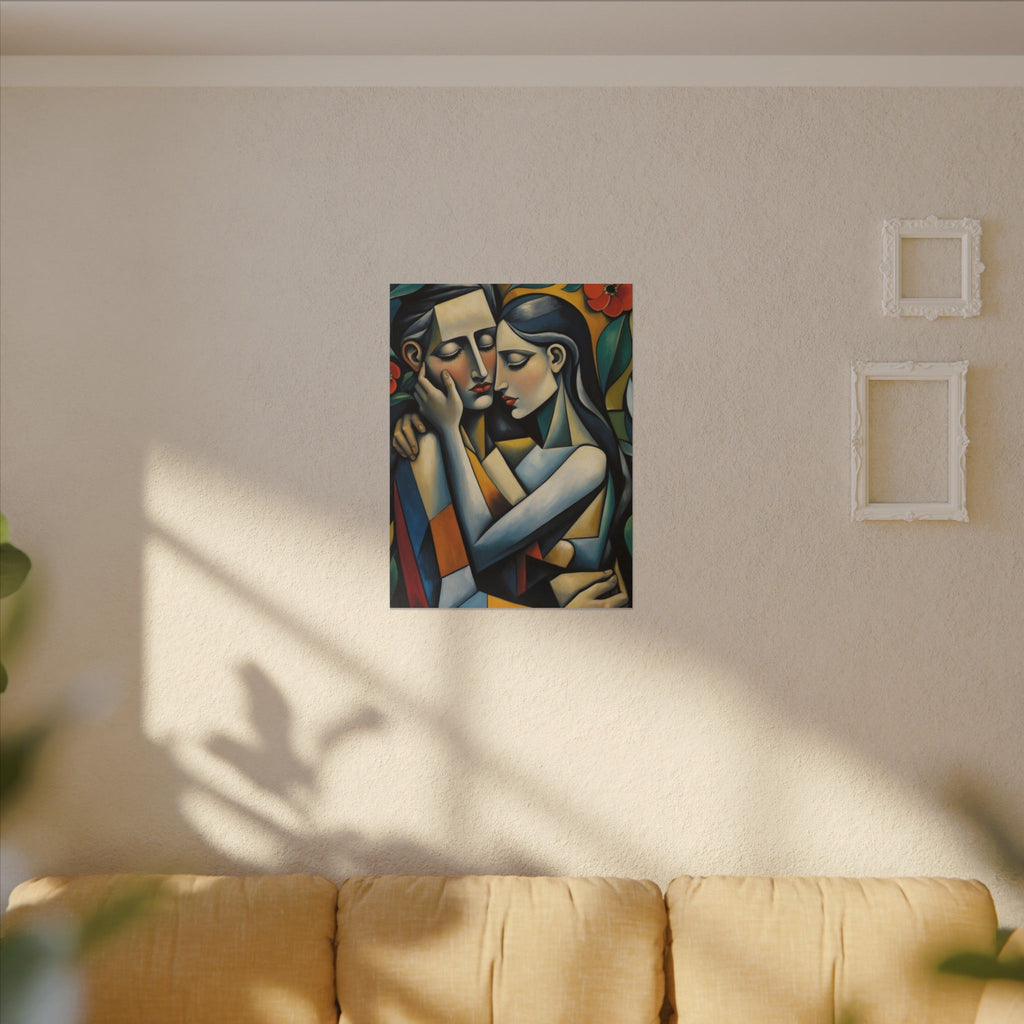 Close Enough to Hear – Modern Geometric Couple Portrait Canvas Print