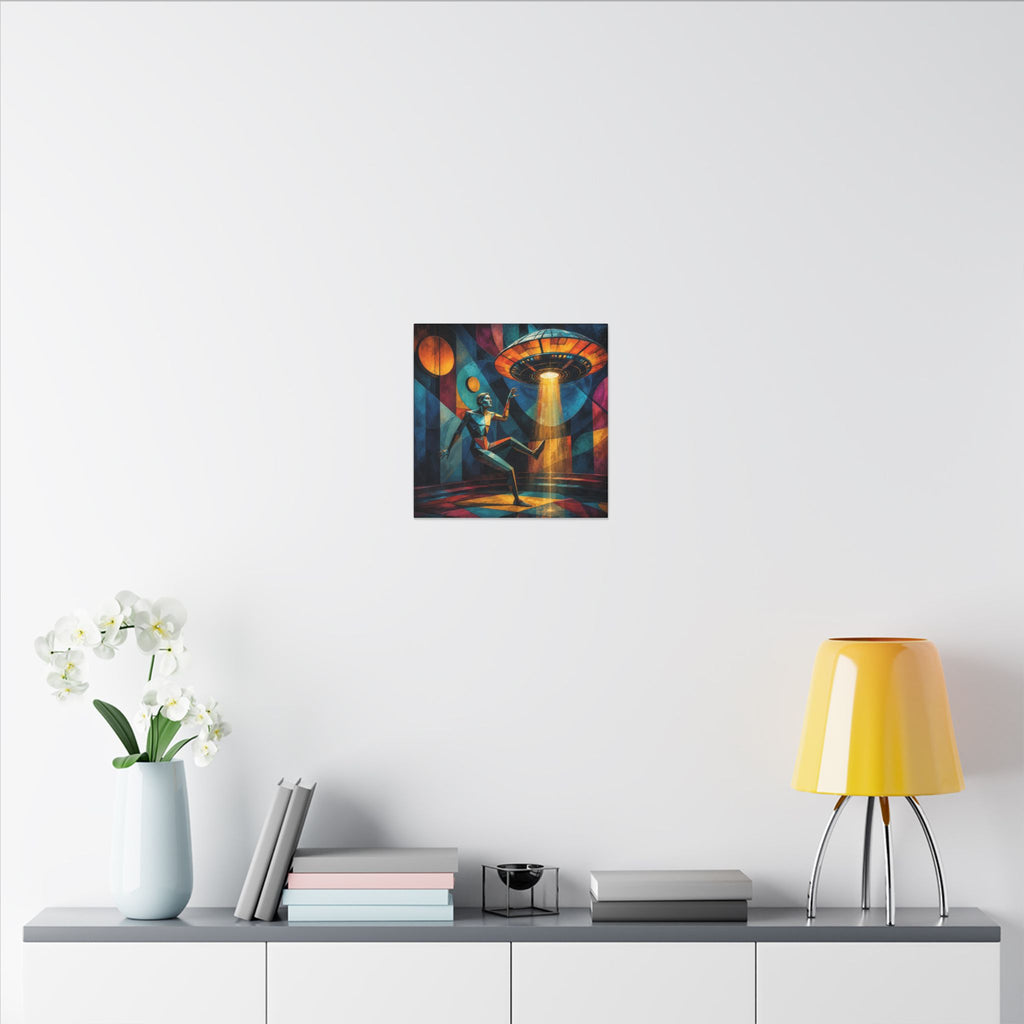 Suspended Signal – Retro Futurist UFO Geometric Canvas Print
