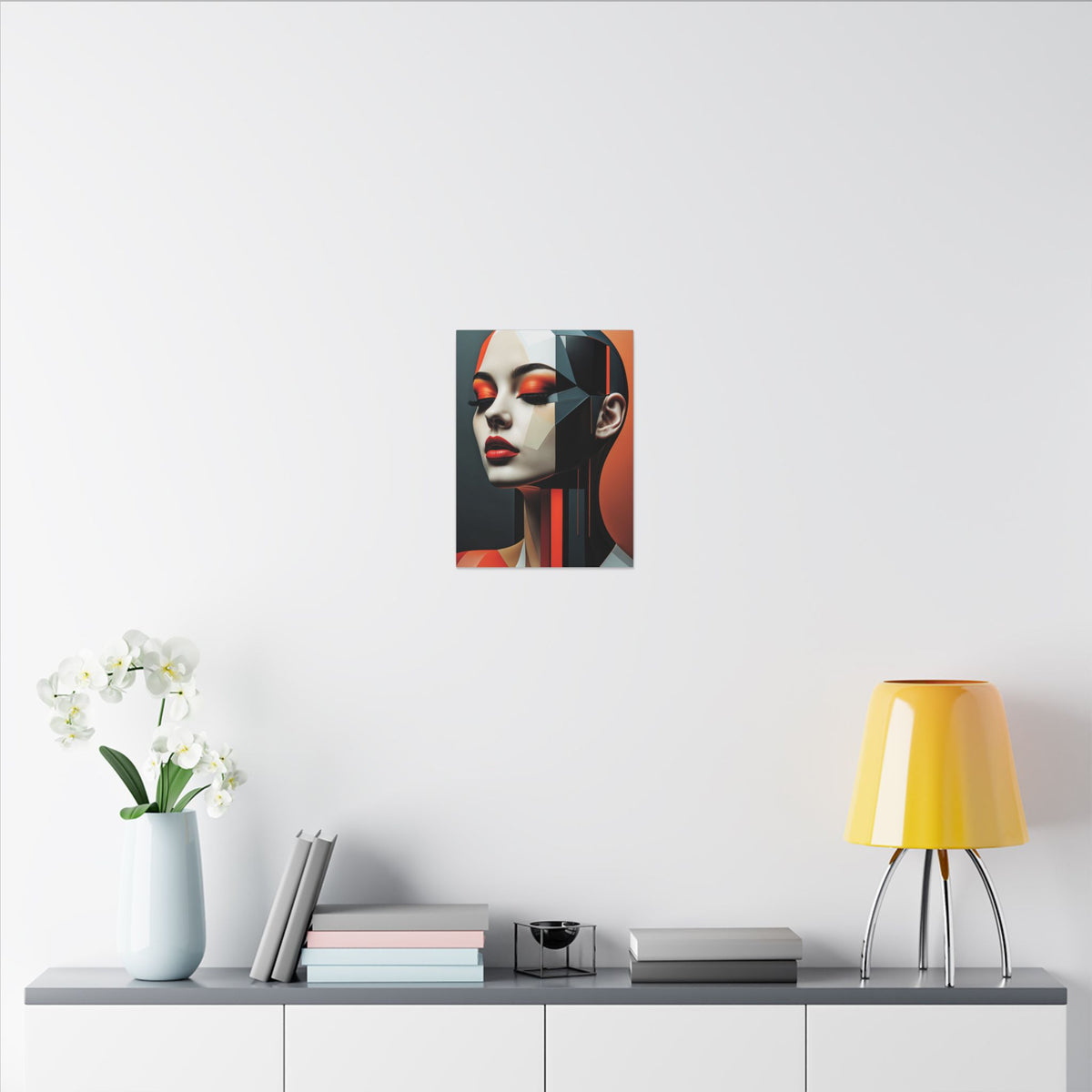Quiet Voltage – Futurist Geometric Female Portrait Canvas Print
