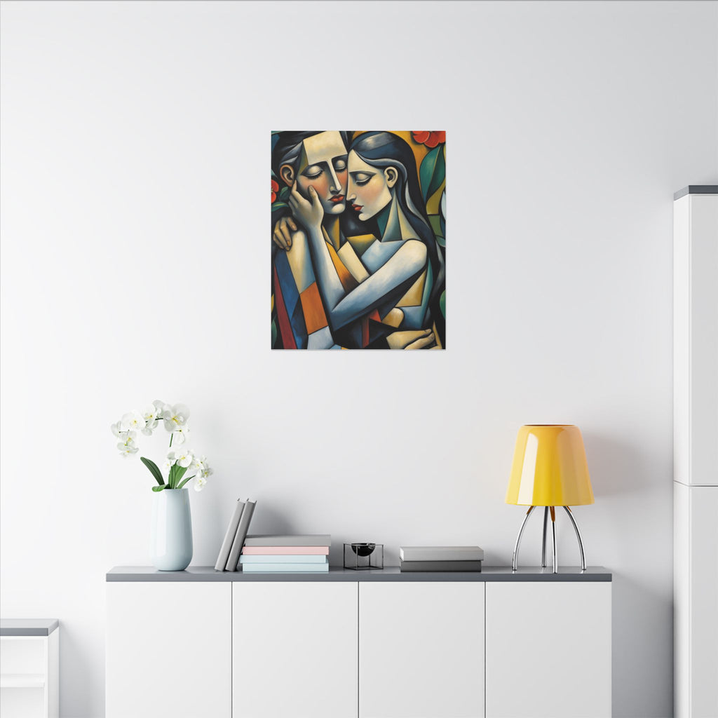 Close Enough to Hear – Modern Geometric Couple Portrait Canvas Print