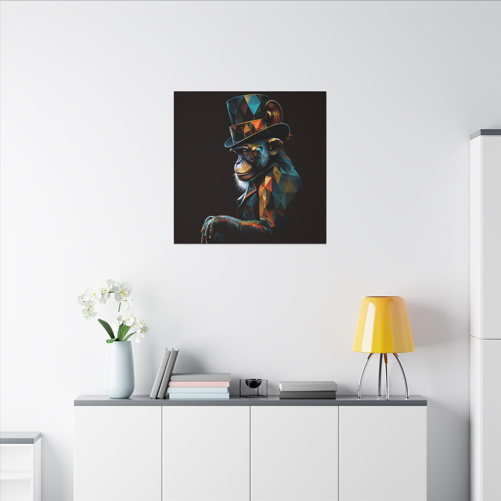 The Unusual Gentleman – Geometric Chimp Portrait Canvas Print