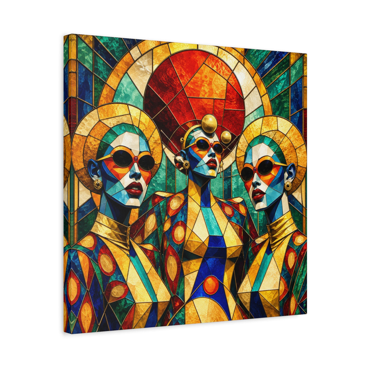 The Gilded Circle - Vibrant Geometric Portrait Wall Decor