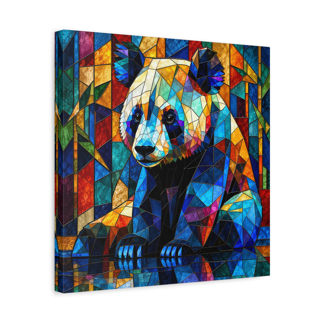 Prismatic Panda — Stained Glass Geometric Animal Wall Art