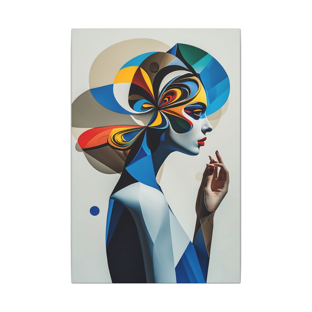 The Shape of Thought – Futurist Geometric Female Portrait Canvas Print