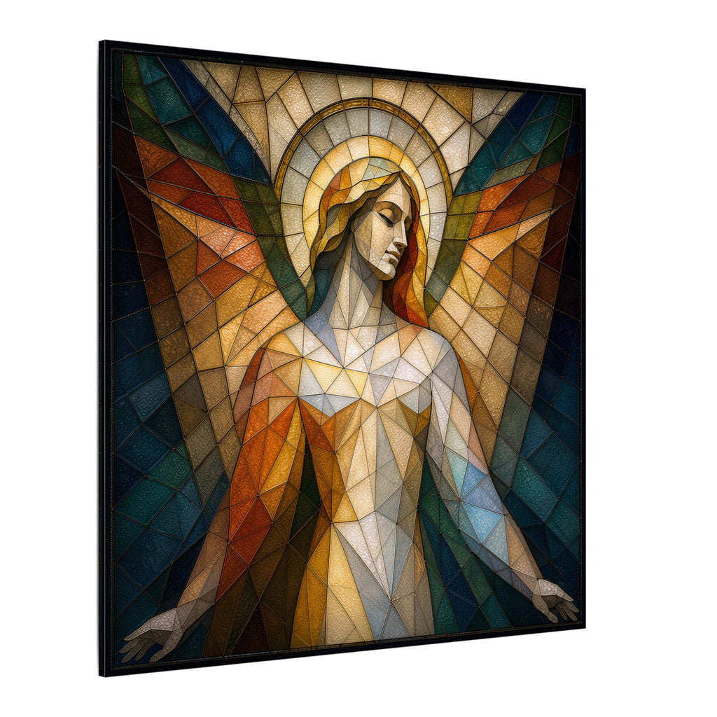 Grace in Light – Geometric Stained Glass Angel Canvas Print
