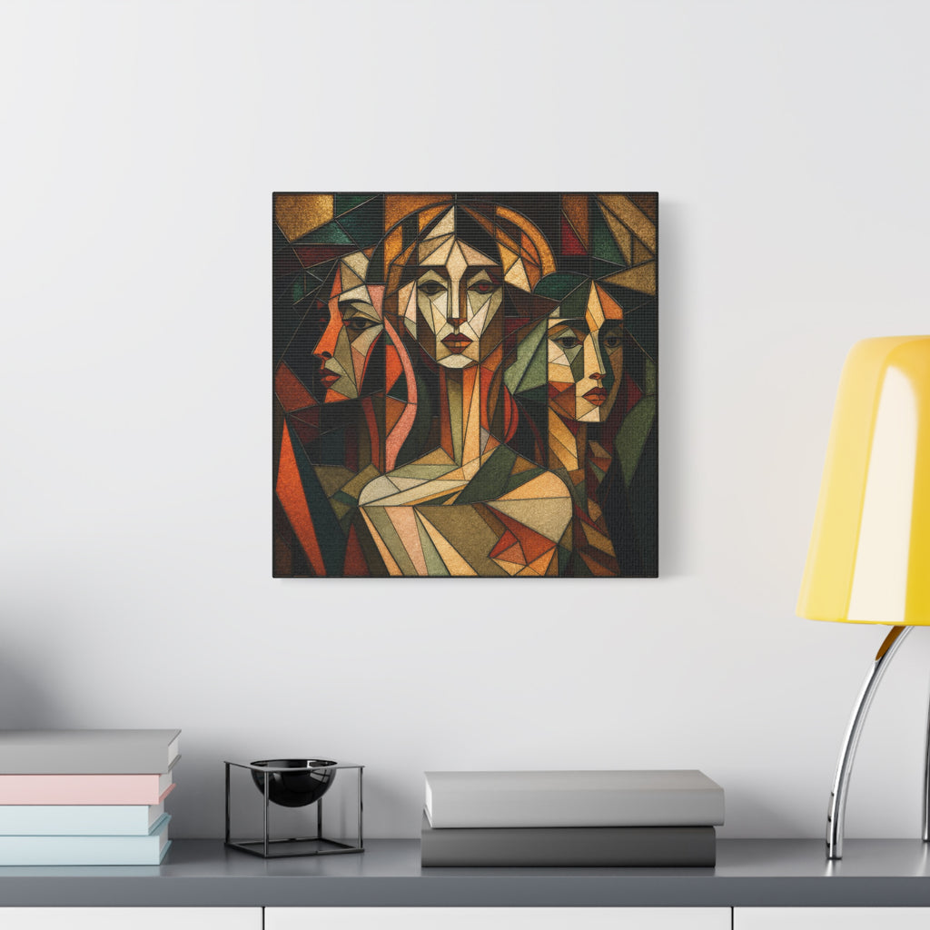 Three Ways of Seeing — Cubist Stained Glass Women Wall Art