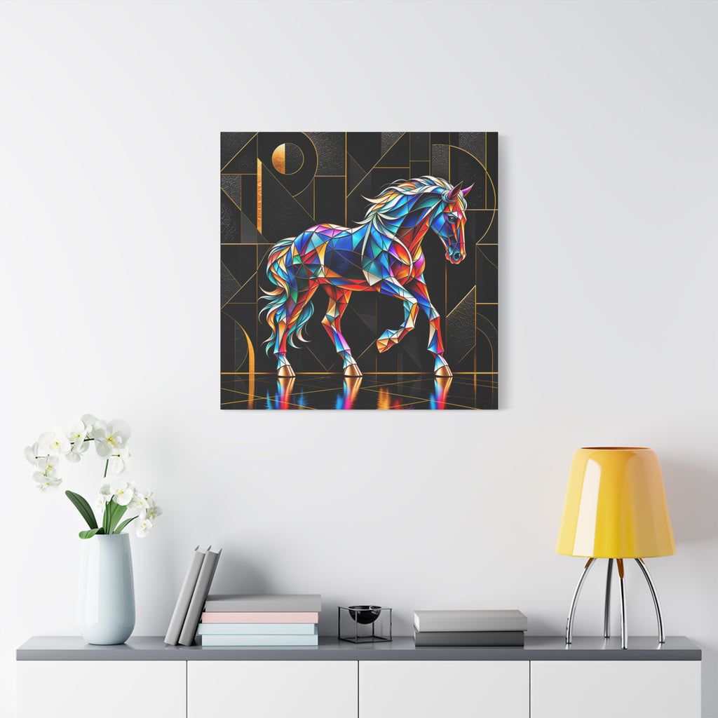 Prismatic Stallion — Stained Glass Geometric Horse Wall Art