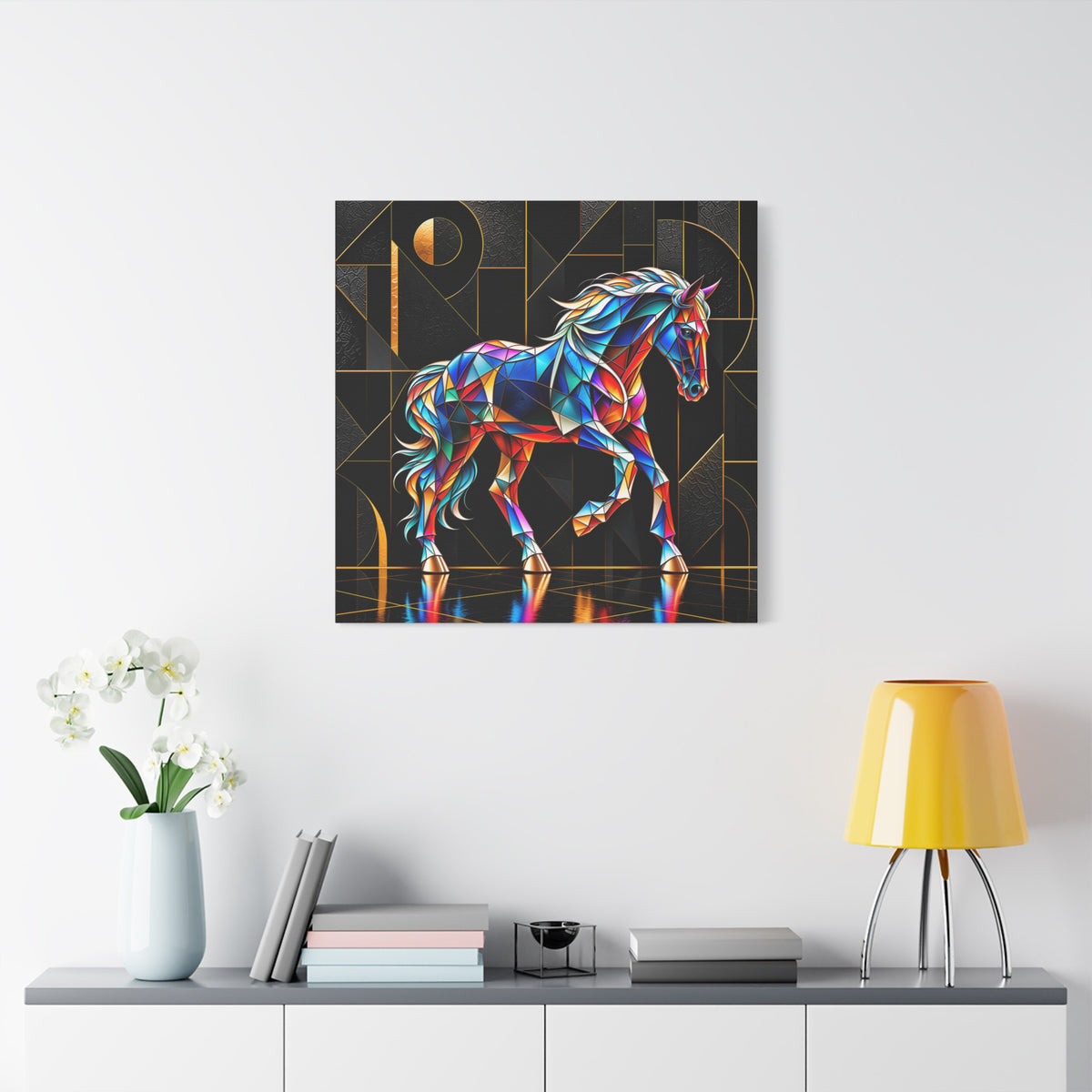 Prismatic Stallion — Stained Glass Geometric Horse Wall Art