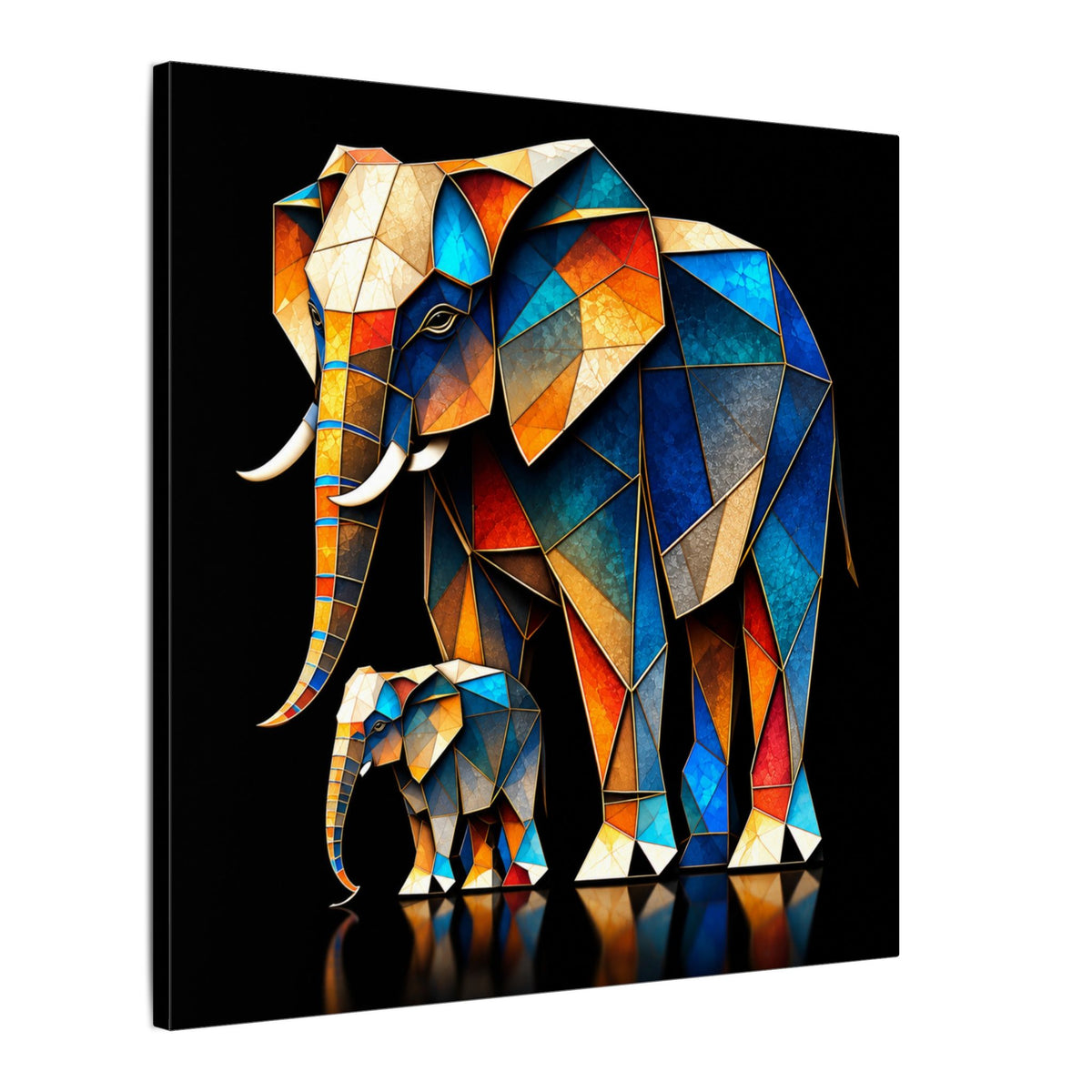Inheritance of Strength – Geometric Elephant Family Canvas Print