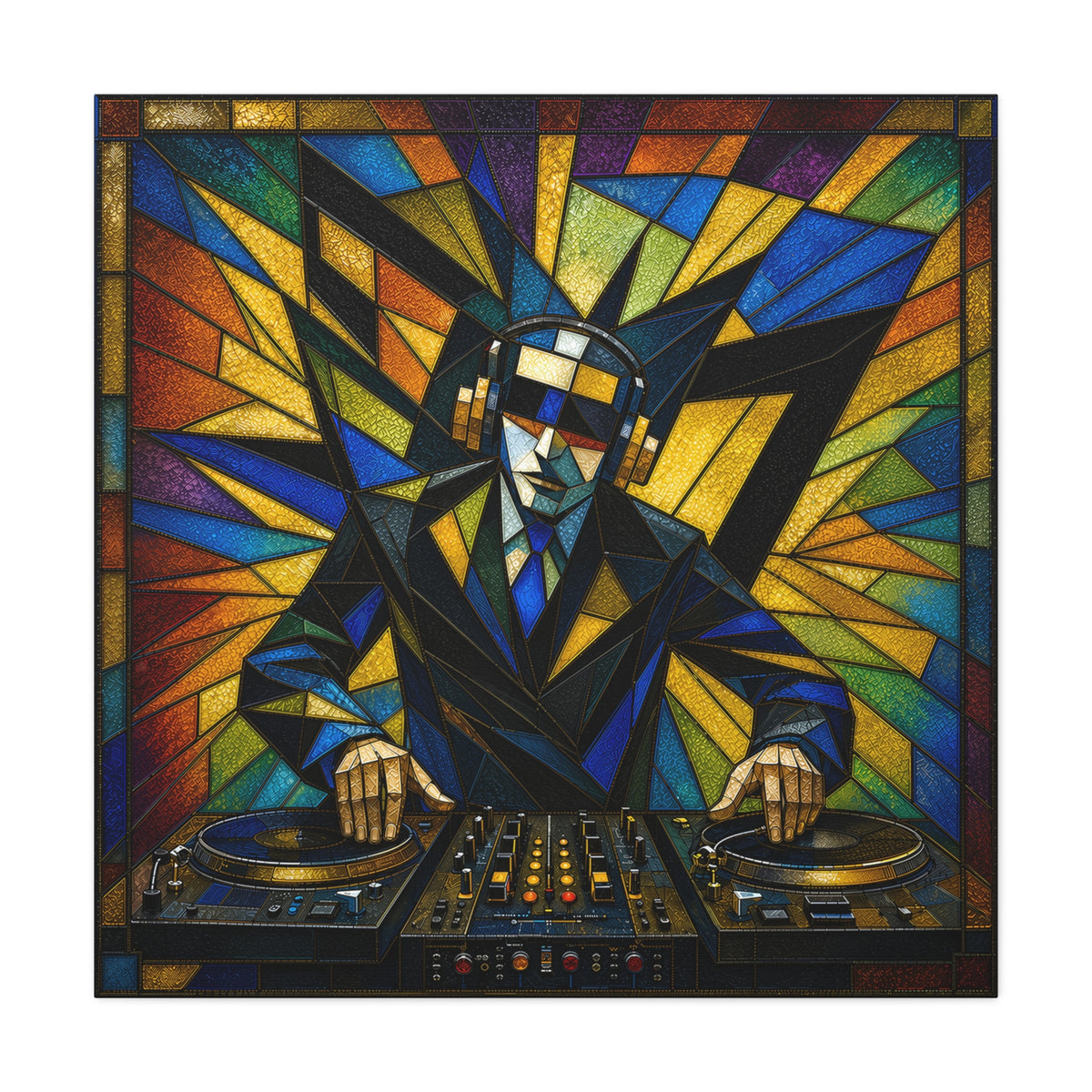 Frequency State – Abstract Stained Glass DJ Pop Art Canvas Print