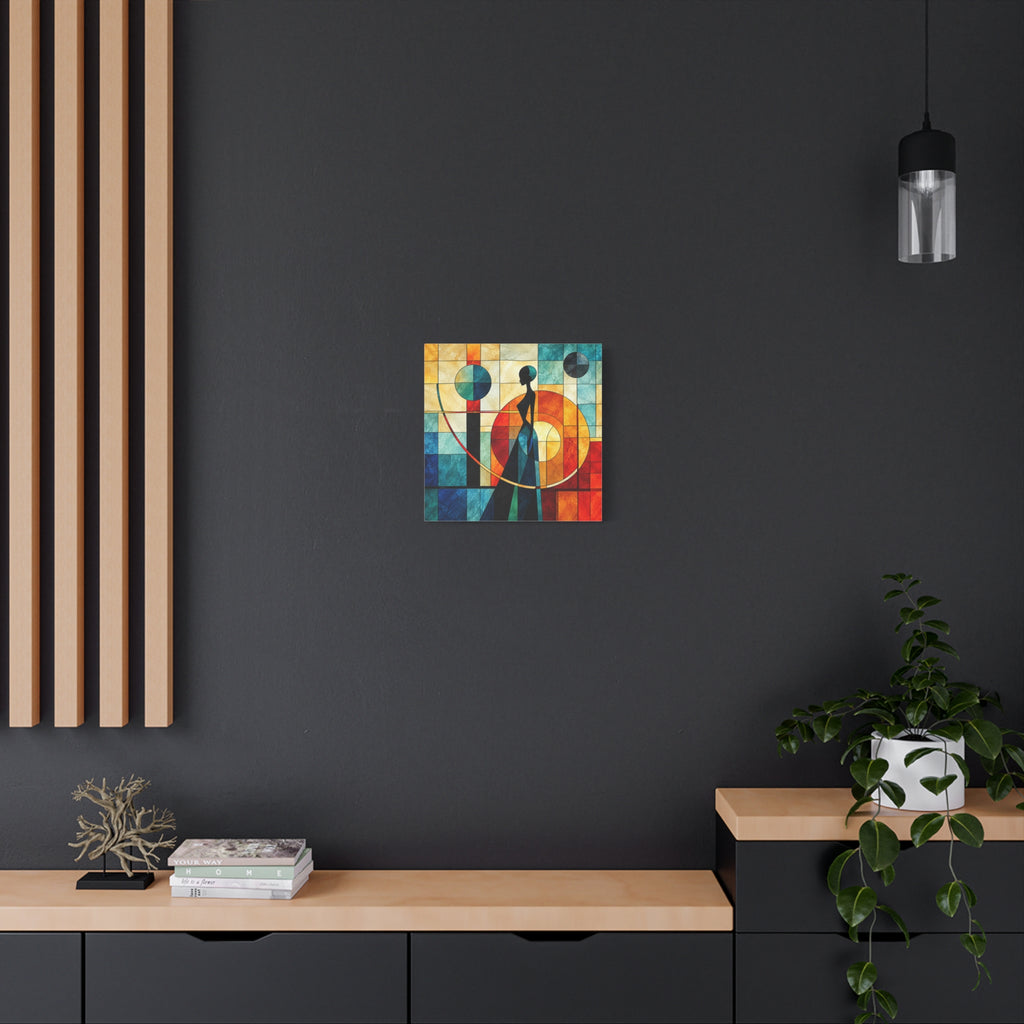 Poise in Motion — Art Deco Stained Glass Woman Canvas