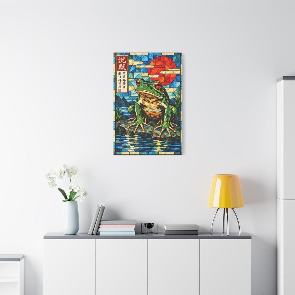 Silence Is a Response | Cubist Stained Glass Frog Art