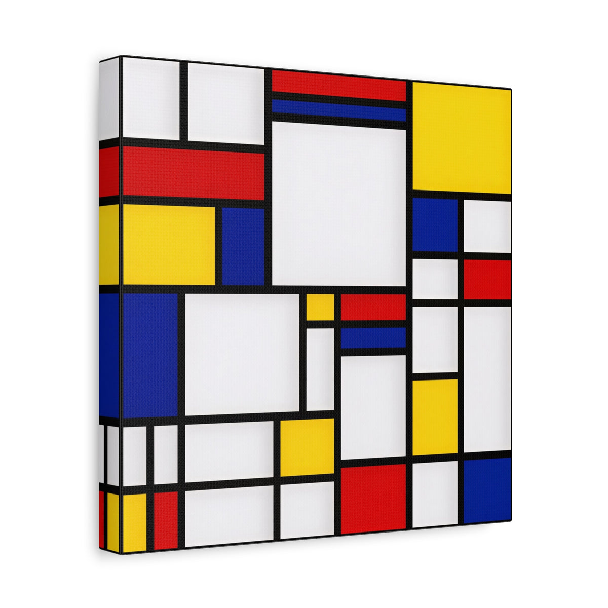 Abstract Geometric Canvas Art – Red, Blue & Yellow Stretched Print