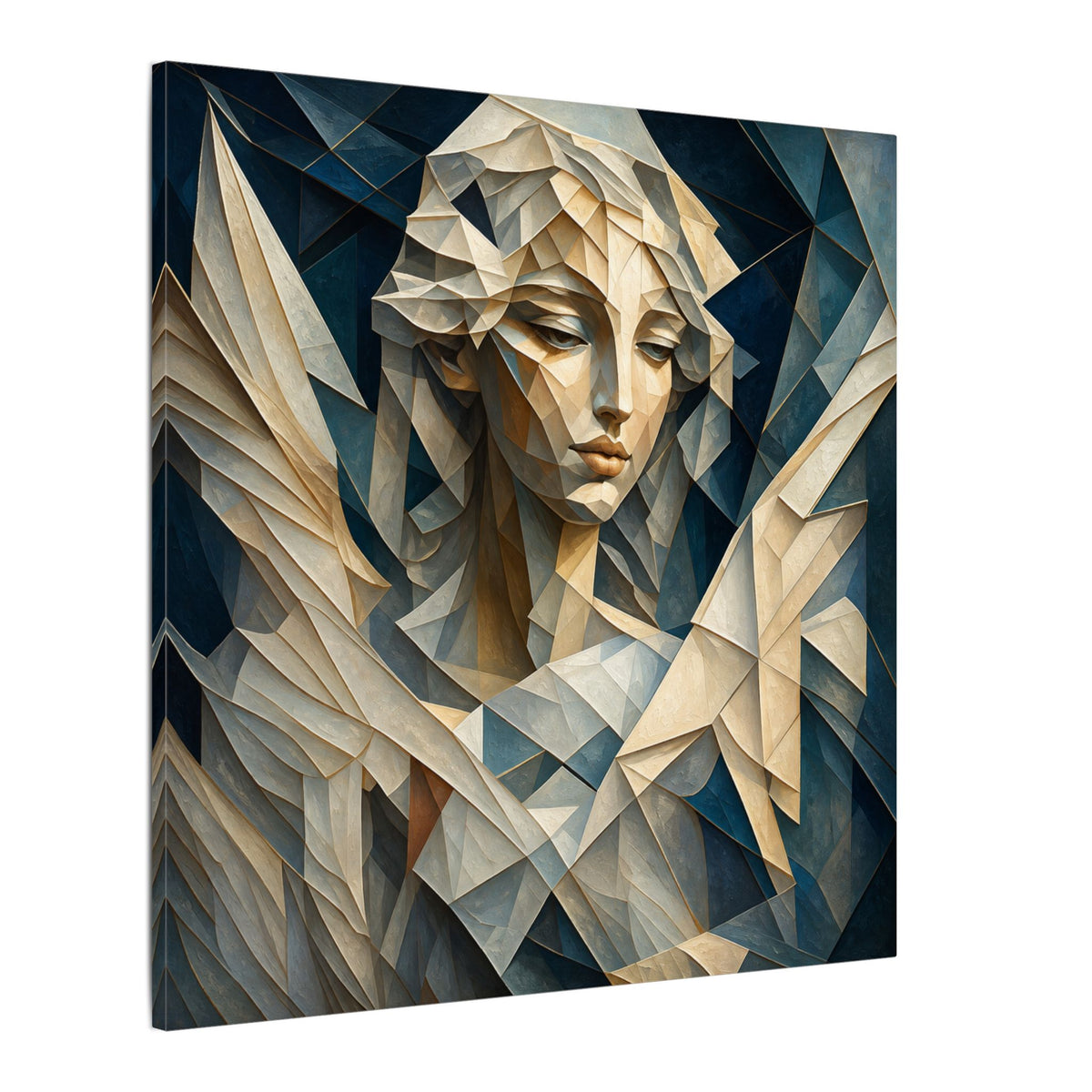 Quiet Messenger – Faceted Cubist Angel Canvas Print