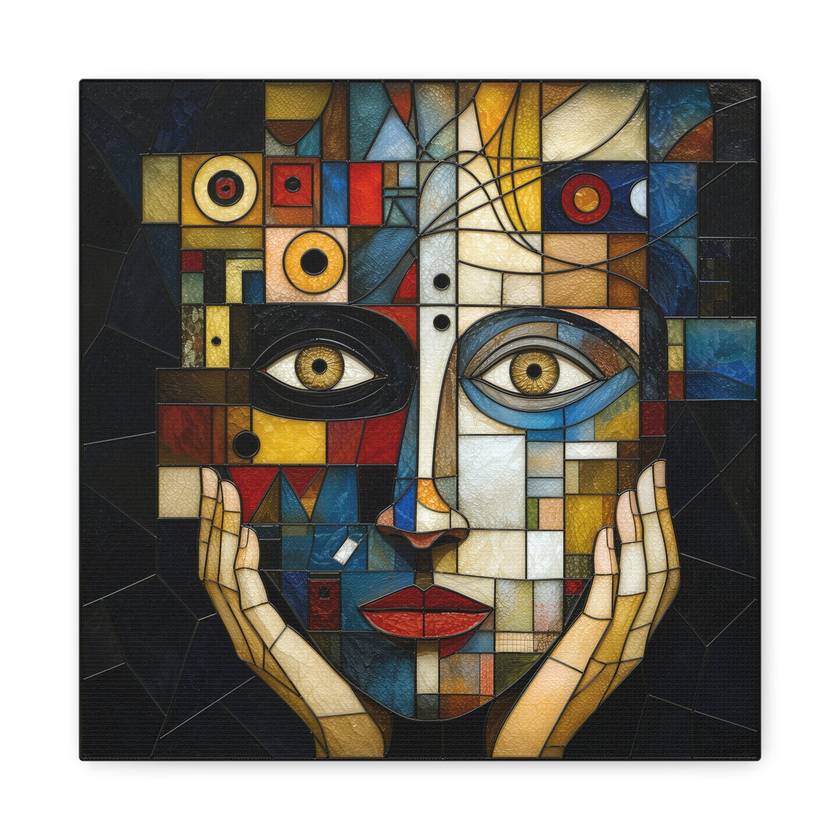Seen From Within — Cubist Stained Glass Woman Portrait Wall Art