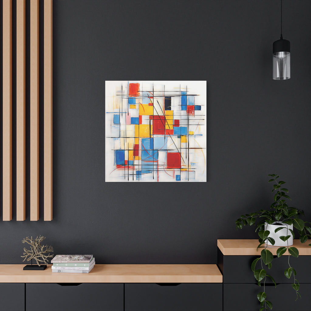 Controlled Chaos — Modern Geometric Abstract in Red, Blue, Yellow & Black