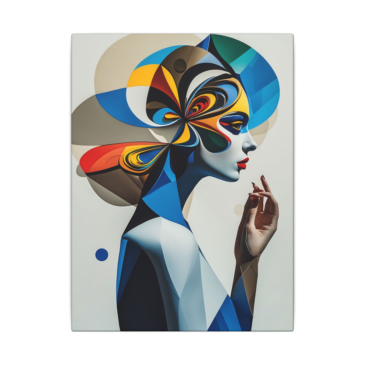 The Shape of Thought – Futurist Geometric Female Portrait Canvas Print