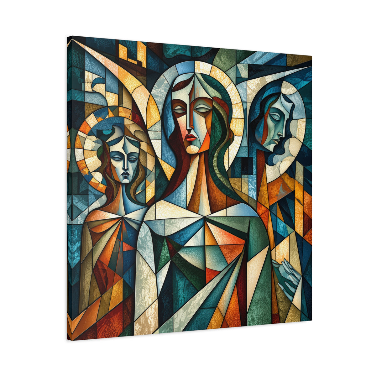 The Ones Who Watch Over Us | Cubist Stained Glass Angel Art