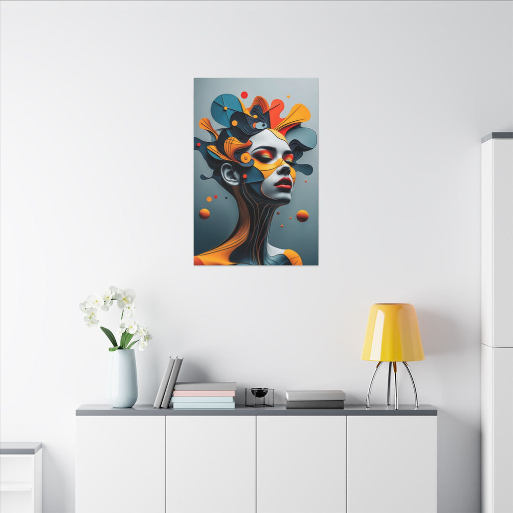 Crowned Signal – Futurist Geometric Female Portrait Canvas Print