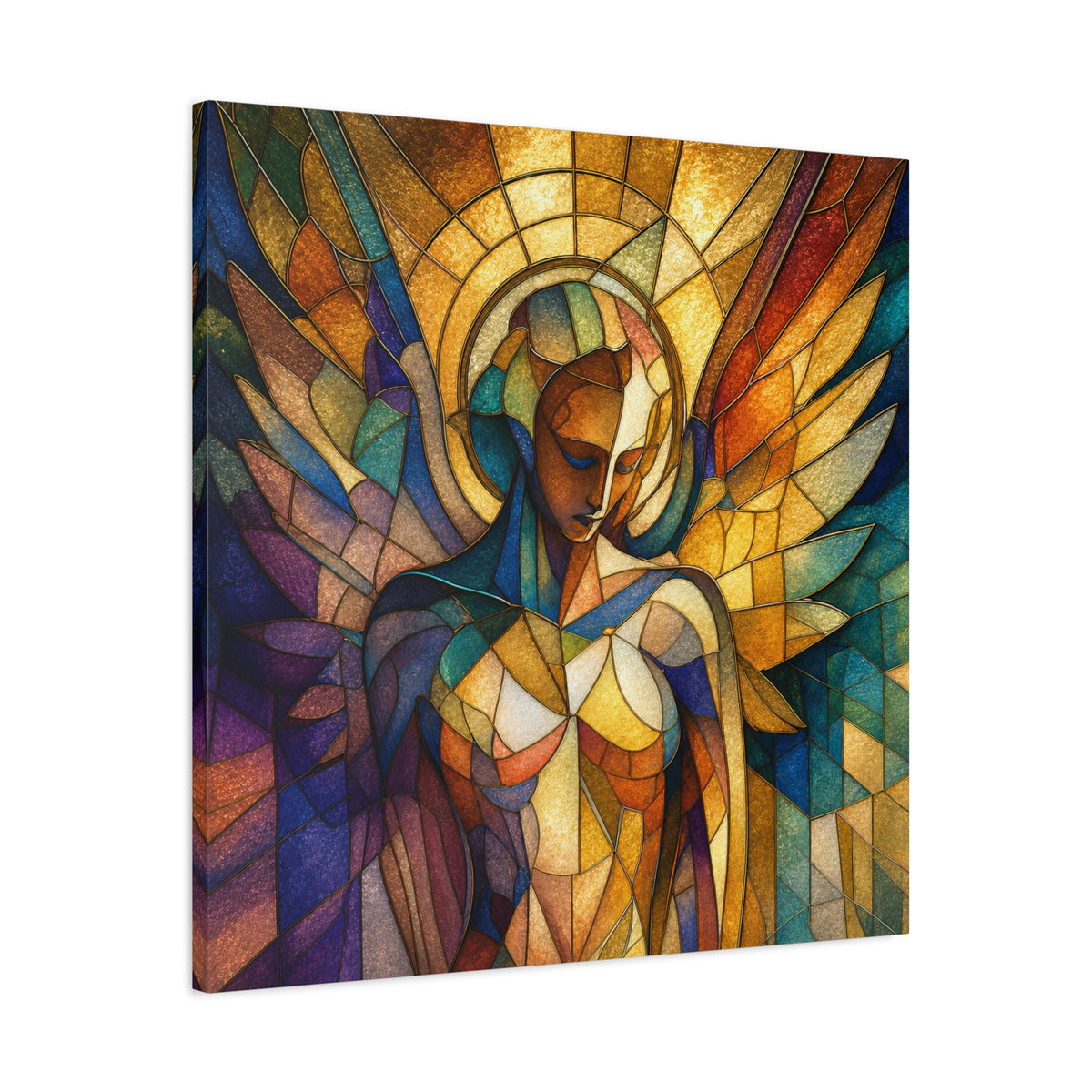 Grace in Full Color — Modern Stained Glass Angel Wall Art