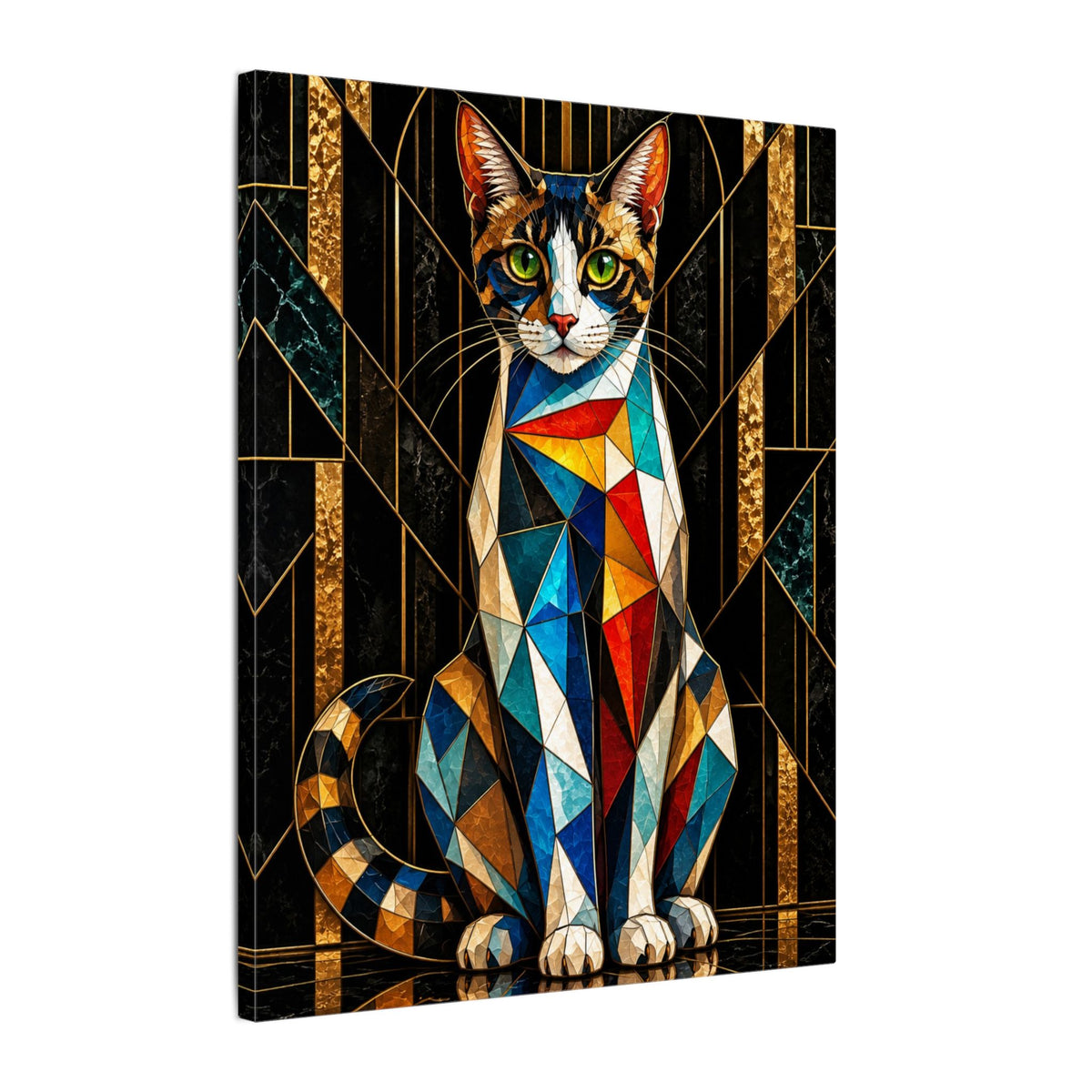 Curious Geometry – Geometric Cat Portrait Canvas Print