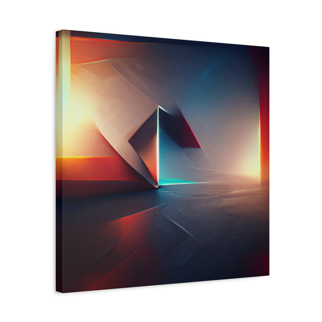 Threshold of Light — Luminous Geometric Abstract in Crimson, Indigo & Gold