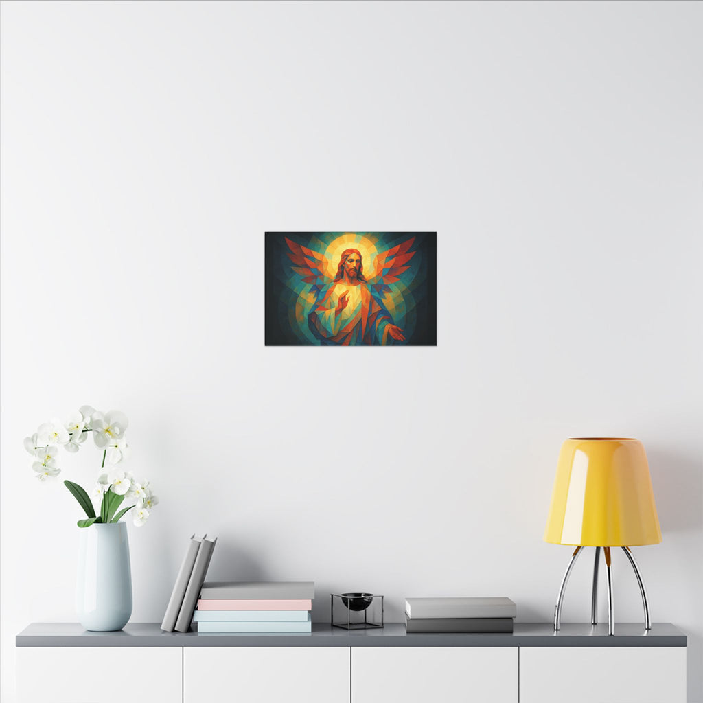 Radiant Mercy – Geometric Jesus Portrait Canvas Print
