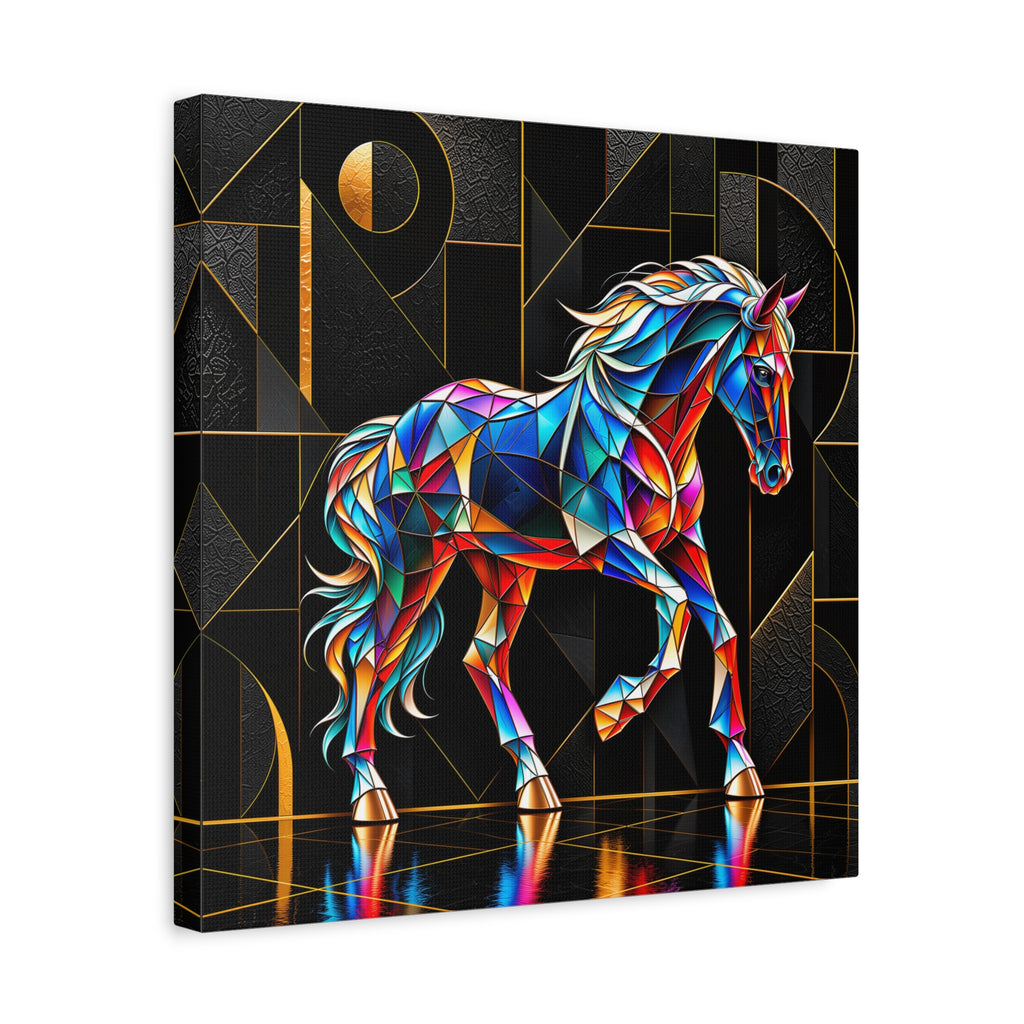 Prismatic Stallion — Stained Glass Geometric Horse Wall Art