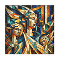 Echoes of Athena – Cubist Classical Goddess Stain Glass Canvas Print