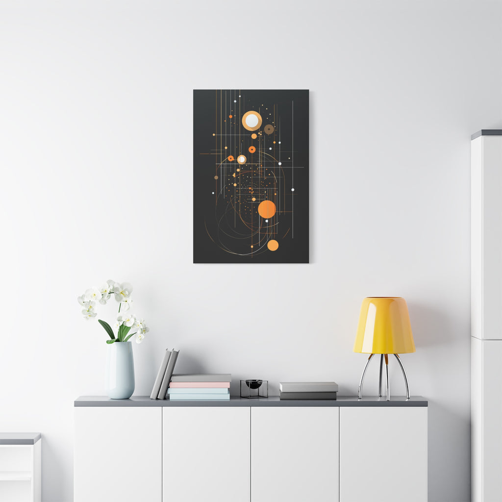 Orbital Blueprint No. 1— Modern Orange and Gold Wall Art