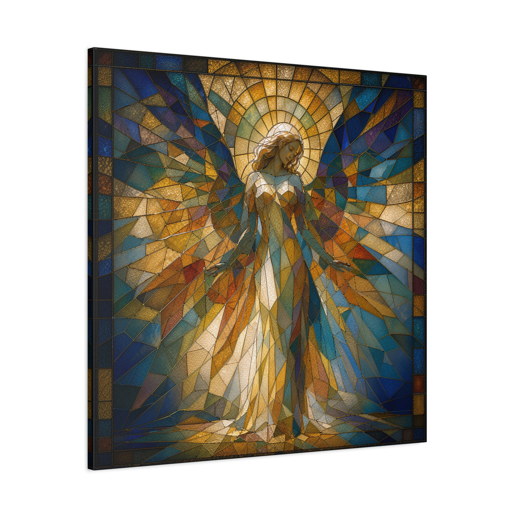 Radiance Descending — Stained-Glass Style Angelic Abstract Cubist Art Print