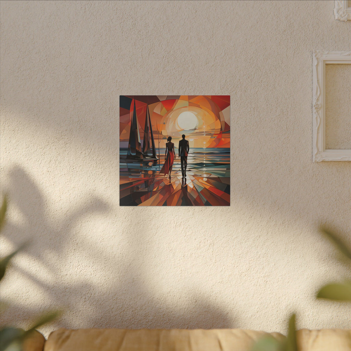 Toward the Last Light – Geometric Couple Sunset Canvas Print